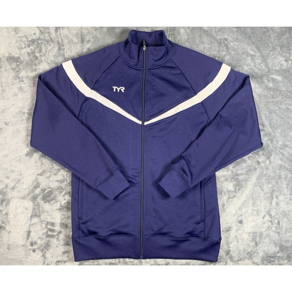 TYR Freestyle Warmup Jacket Navy Blue Swimming Men's Large Full Zip